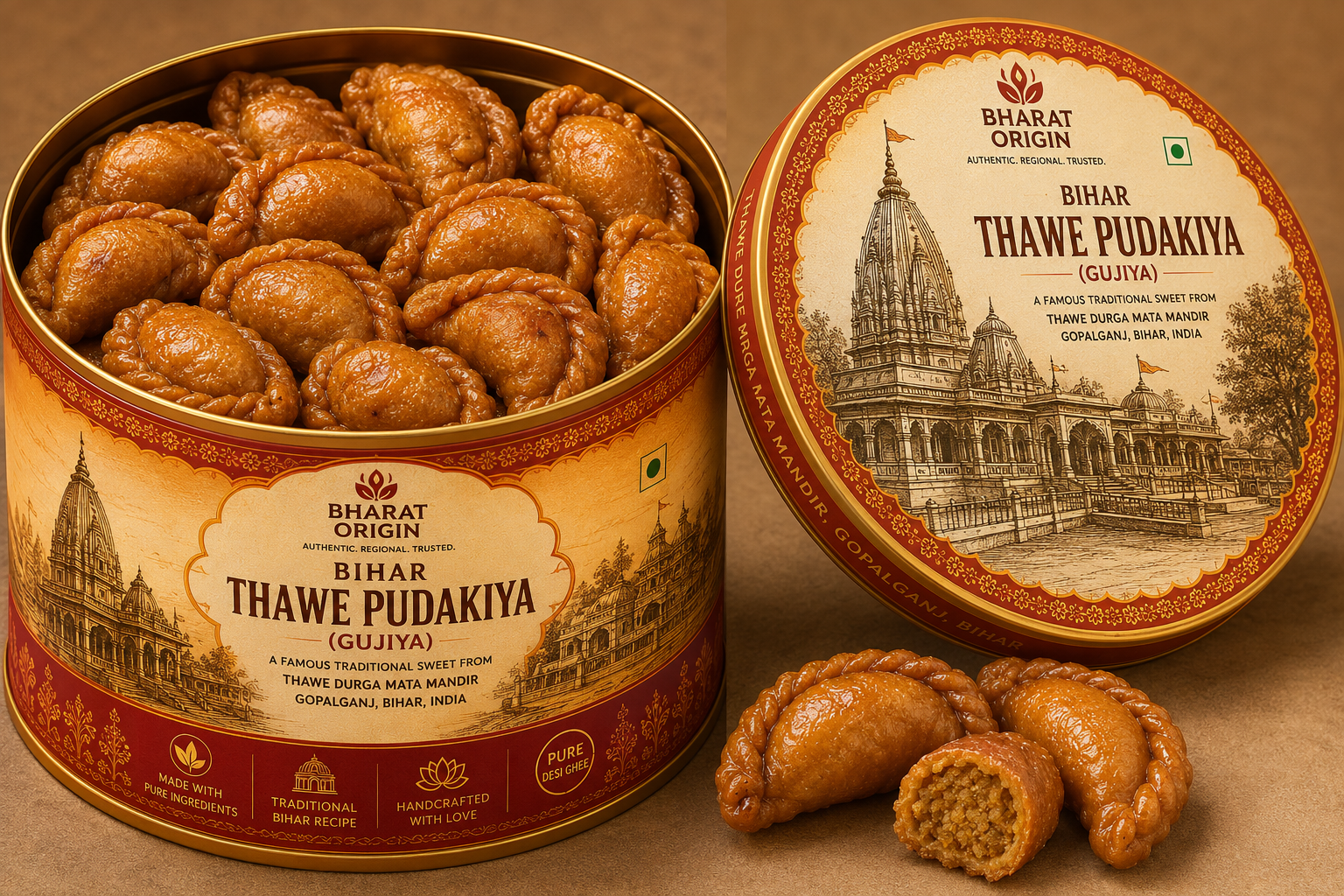 Bihar Thawe Pudakiya Gujiya - Close-up